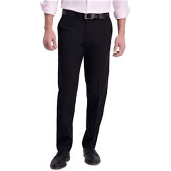 NEW HAGGAR MENS DRESS KHAKI BLACK SIZE 40X32