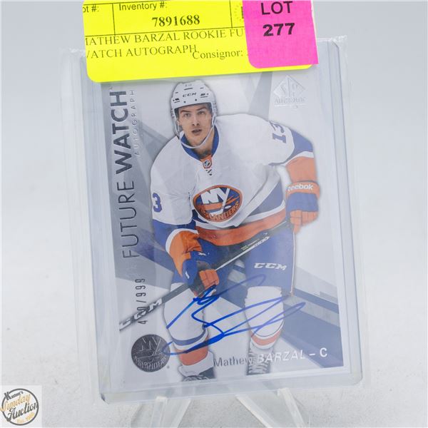 MATHEW BARZAL ROOKIE FUTURE WATCH AUTOGRAPH