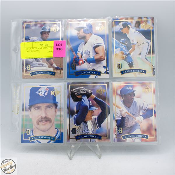 BLUE JAYS MVP CHAMPS SET 1 TO 6 DONRUSS 1992