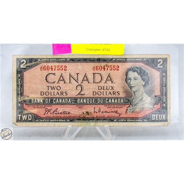 1954 CANADIAN TWO DOLLAR BILL J/U6047552