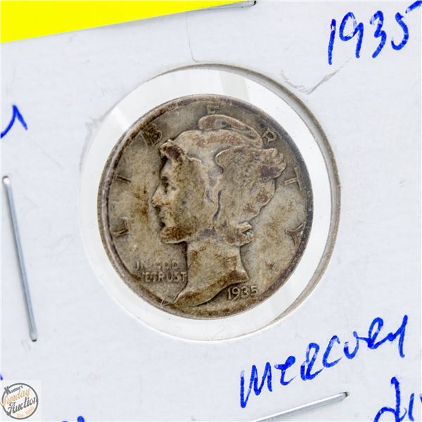 1935 SILVER MERCURY DIME 90% SILVER