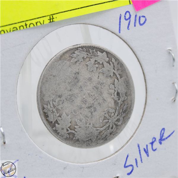 1910 SILVER GEORGE V CANADIAN 25 CENT