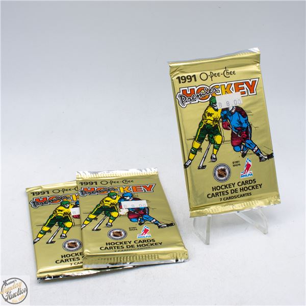 3 SEALED 1991 O-PEE-CHEE HOCKEY 7 CARDS PER PACK