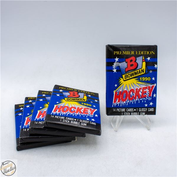 5 SEALED 1990 BOWMAN HOCKEY 14 CARDS GLOSSY GUM