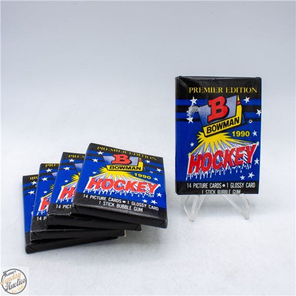 5 SEALED 1990 BOWMAN HOCKEY 14 CARDS GLOSSY GUM