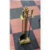Image 1 : VTG. SET OF BRASS FIREPLACE TOOLS & STAND