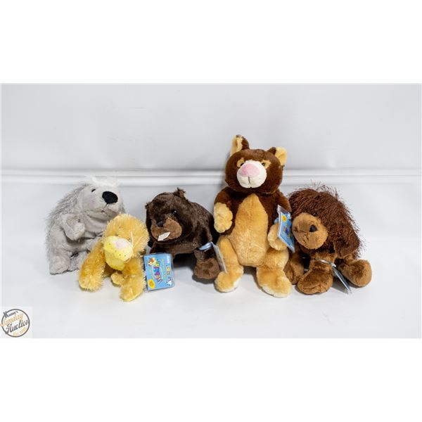 5 NEW OLD STOCK WEBKINS STUFFIES WITH ONLINE CODES