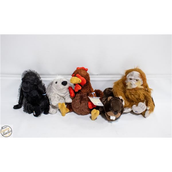 5 NEW OLD STOCK WEBKINS STUFFIES WITH ONLINE CODES