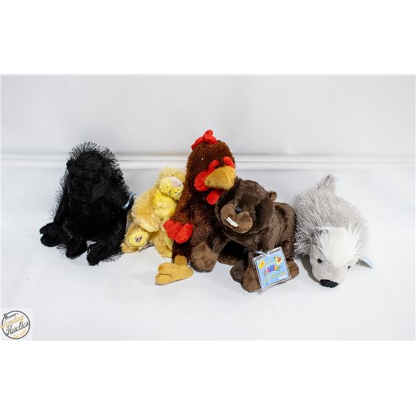 5 NEW OLD STOCK WEBKINS STUFFIES WITH ONLINE CODES