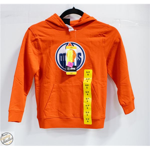NEW NHL EDMONTON OILERS KIDS HOODIE ORANGE SIZE SM