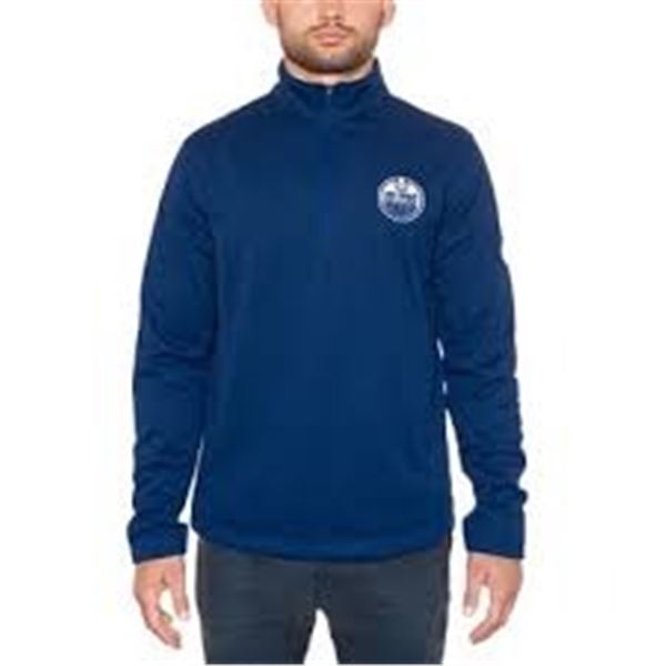 NEW NHL EDMONTON OILERS 1/4 ZIP SWEATER BLUE SZ SM
