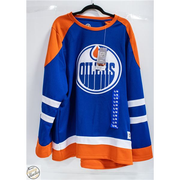 NEW NHL EDMONTON OILERS JERSEY BLUE SIZE LARGE