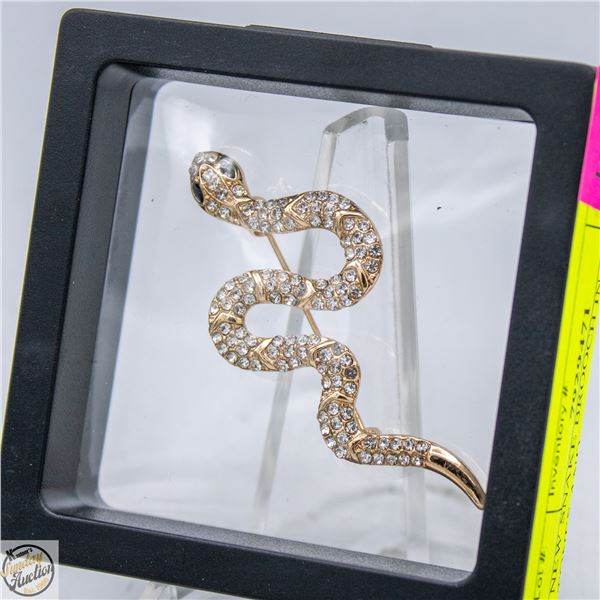 NEW SNAKE BROOCH IN GOLD TONES AND