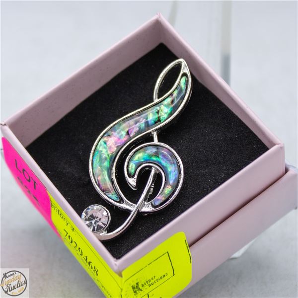 NEW NATURAL ABALONE SHELL MUSIC NOTE