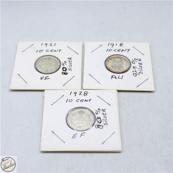 1918 10 CENT 92.5% SILVER + 1921 10CENT 80% SILVER