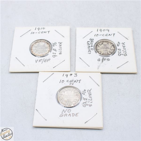 1903 10 CENT 92.5% SILVER + 1909 10 CENT 92.5%