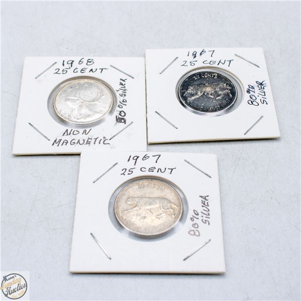 1967 25 CENT 80% SILVER + 1967 25 CENT 80% SILVER