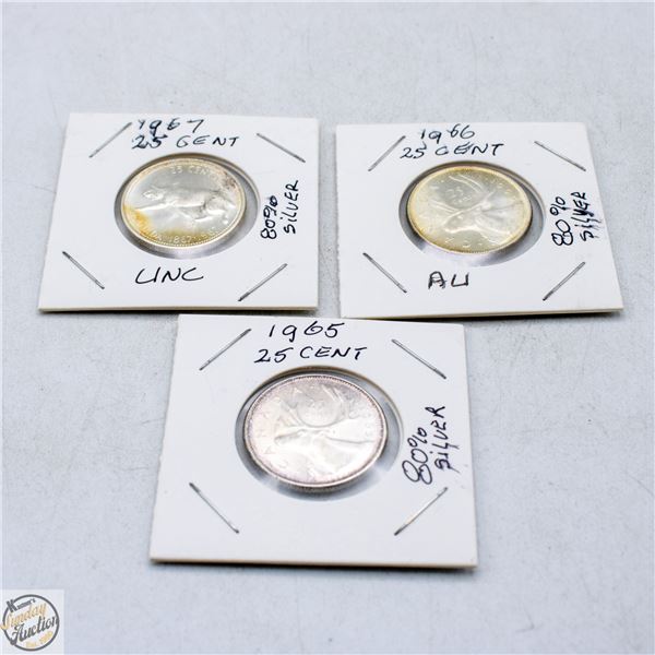 1965 25 CENT 80% SILVER + 1966 25 CENT 80%