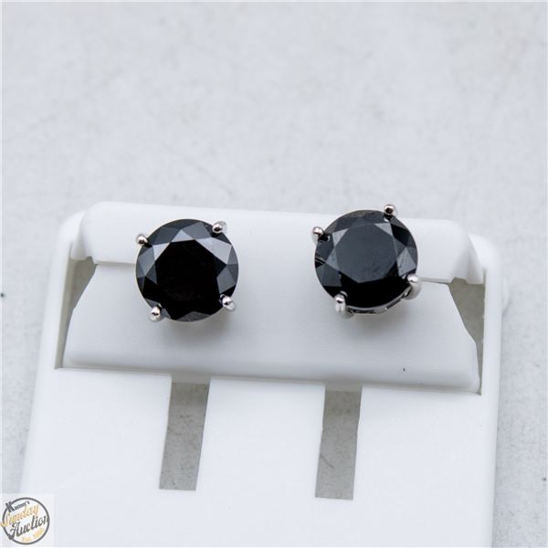 NEW SILVER PLATED EARRINGS WITH BLACK STONES