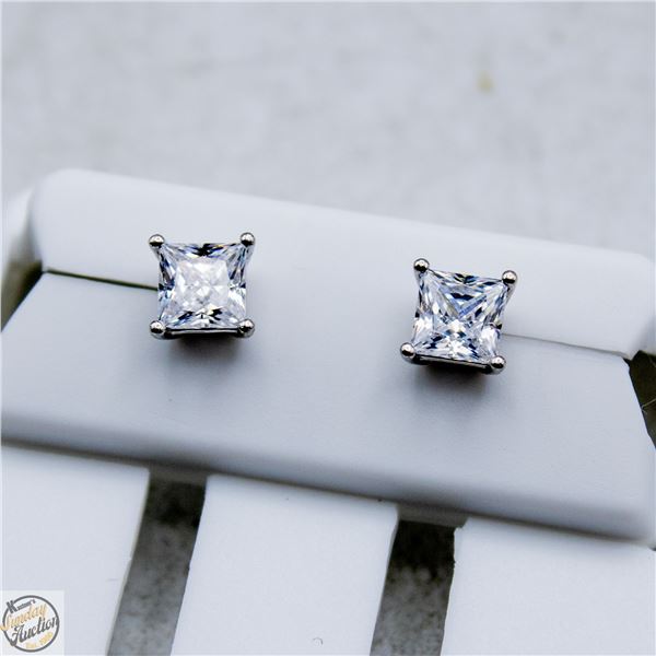 NEW SILVER PLATED SQUARE STUD EARRINGS
