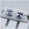 Image 1 : NEW SILVER PLATED SQUARE CUT STUD EARRINGS