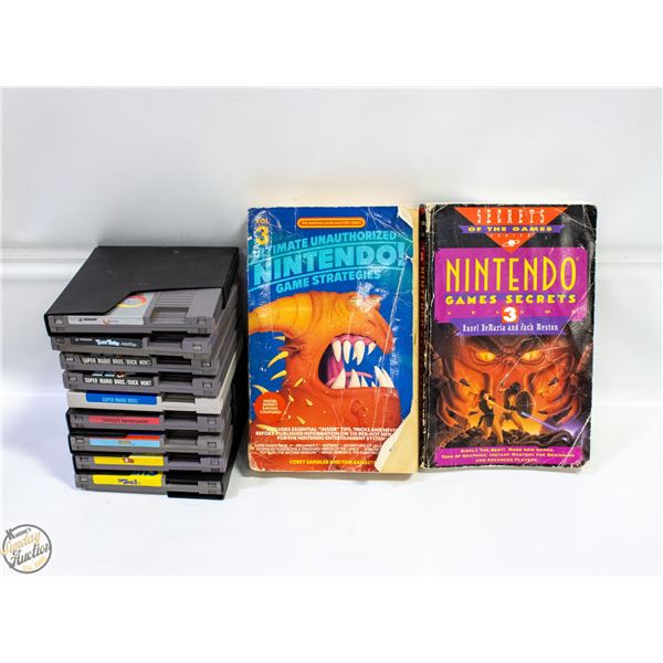 9 ORIGINAL NINTENDO GAMES AND 2 BOOKS INCLUDES:
