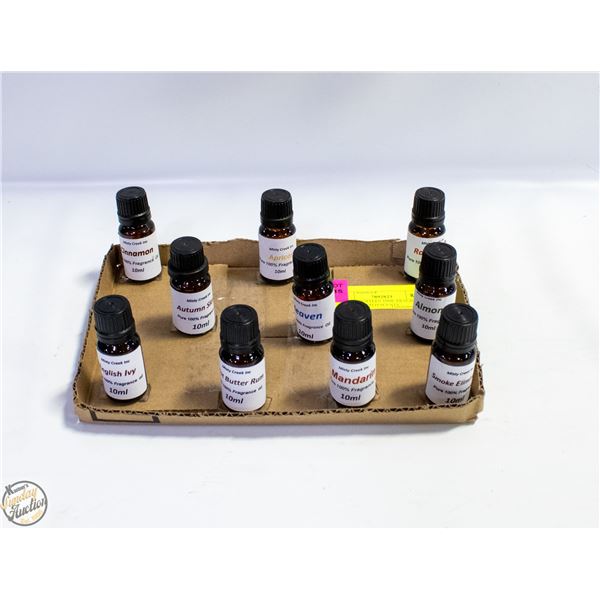 NEW 10 BOTTLES 10ML FRAGRANCE OILS ASSORTED SCENTS