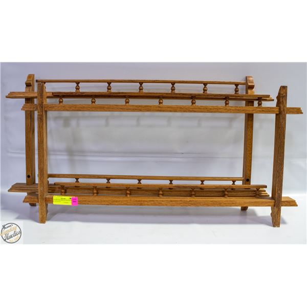 2 SOLID OAK DISPLAY WALLMOUNT PLATE RACKS