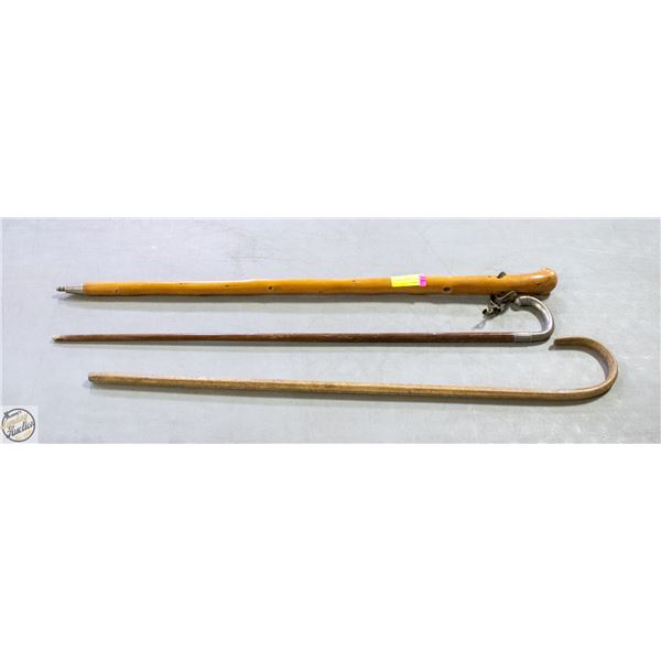 ANTIQUE WALKING CANES 3PCS