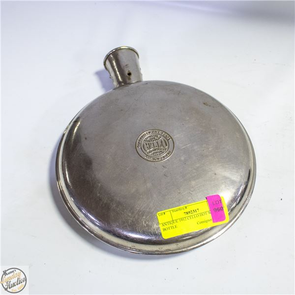 ANTIQUE 1912 CELLO HOT WATER BOTTLE