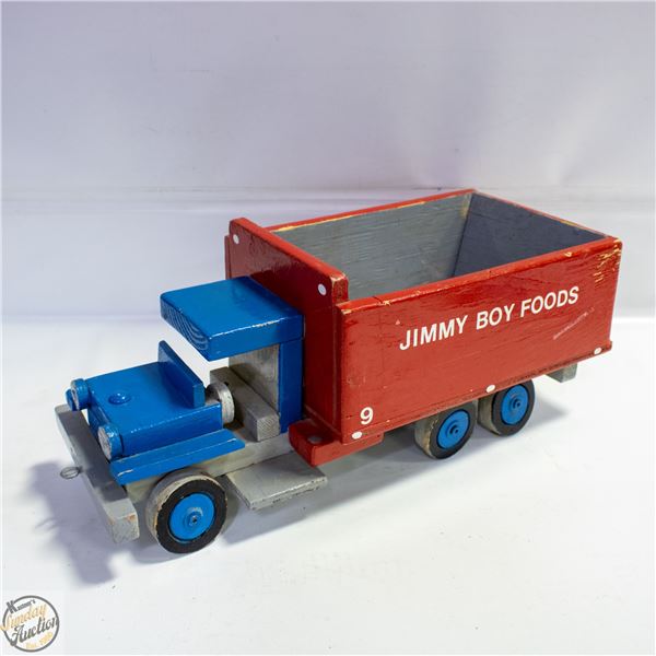 VINTAGE "JIMMY BOY FOODS" WOOD TOY TRUCK