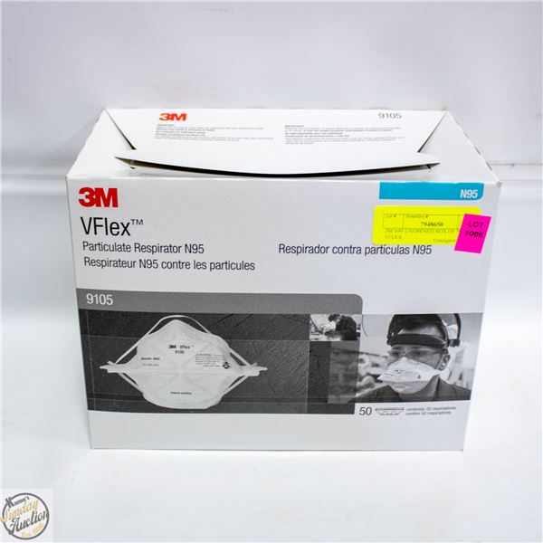 3M N95 UNOPENED BOX OF 50, #9105 VFLEX