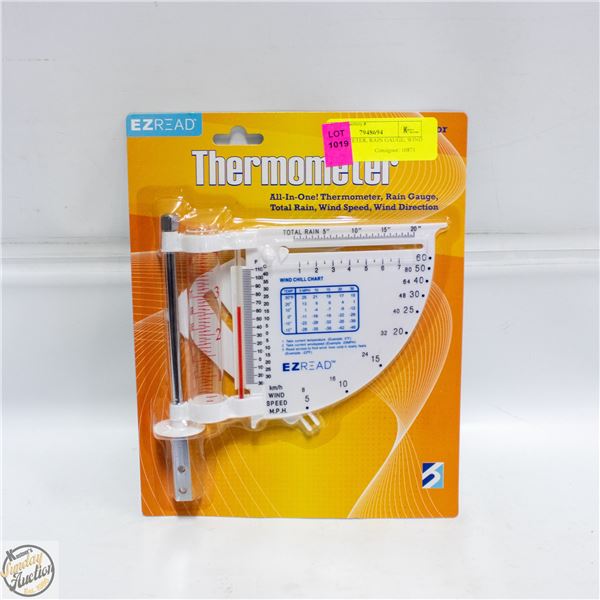 THERMOMETER, RAIN GAUGE, WIND SPEED