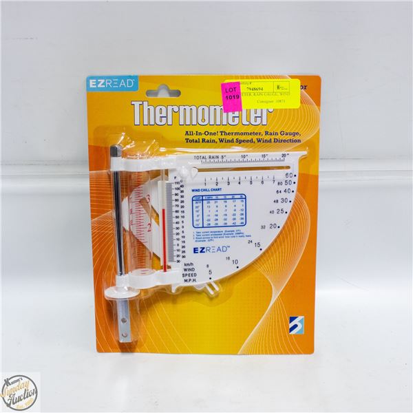 THERMOMETER, RAIN GAUGE, WIND SPEED
