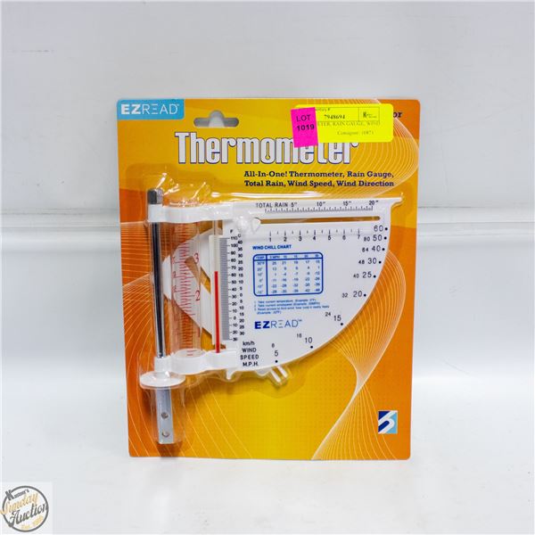 THERMOMETER, RAIN GAUGE, WIND SPEED