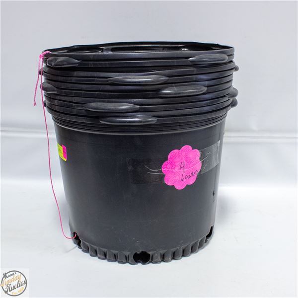 NEW 4 @ 6 GALLON POTS WITH HANDLES