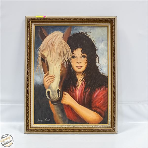 OIL PAINTING "GIRL WITH A HORSE" 1991 KOKOVIC