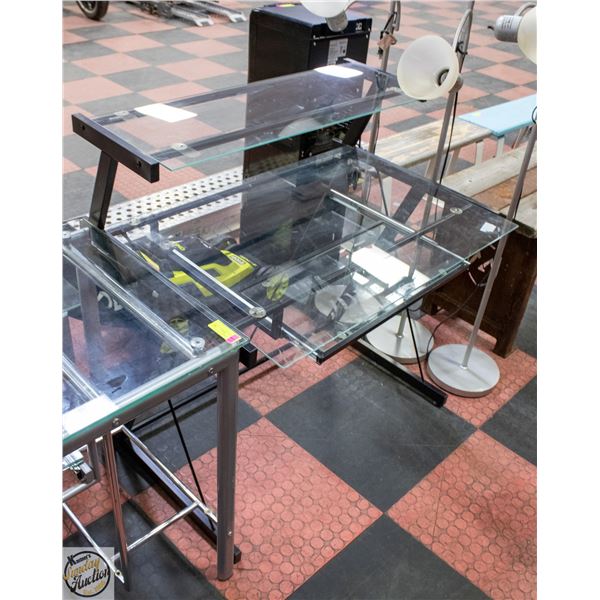 GLASS TOP DESK H-38.5" W-26.5" L-35.5"
