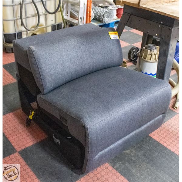 BLUE CHAIR FLOOR MODEL MISSING REAR HEAD REST