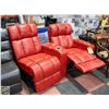 Image 1 : PAIR OF RED LEATHER HOME THEATER SEATING W/POWER