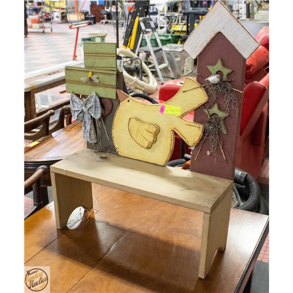 HAND-CRAFTED DECORATIVE WOOD BENCH