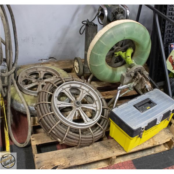 SEWER AUGER COMPLETE WITH 2 EXTRA REELS