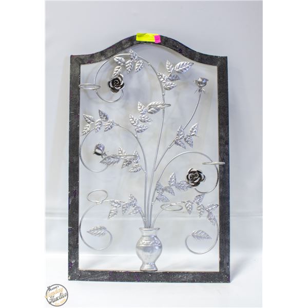 SILVER-PAINTED METAL WALL ART