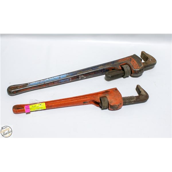 PAIR OF HEAVY DUTY PIPE WRENCHES