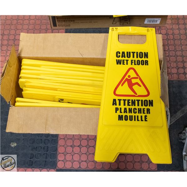 BOX OF RUBBERMAID WET FLOOR SIGNS