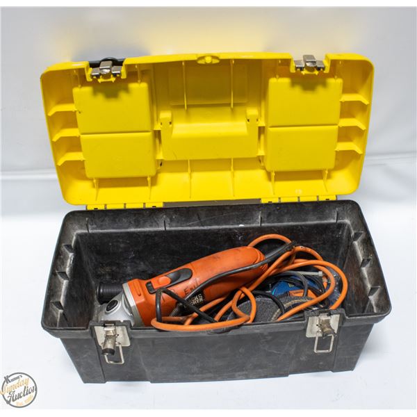 TOOLBOX WITH BLACK AND DECKER ANGLE GRINDER WITH