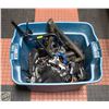 Image 1 : TOTE OF ASSORTED MISC BICYCLE PARTS/ACCESSORIES