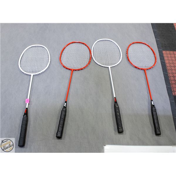4 PENN BADMINTON RACKETS RED BLACK WHITE