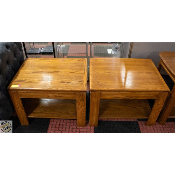 PAIR OF OAK END/SIDE TABLES H-20" W-21" L-28"