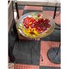 Image 1 : HAND-PAINTED GLASS BIRD BATH 27"H